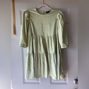 Danielle Bernstein Sage green puff sleeve tiered dress size M